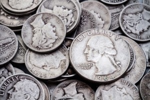 Pile of old Silver Dimes & Quarters 2